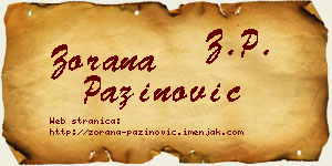 Zorana Pažinović vizit kartica